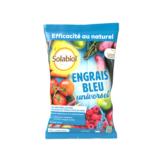 Engrais bleu universel micro-granulés sans poussière 4 kg - Solabiol - Image 1