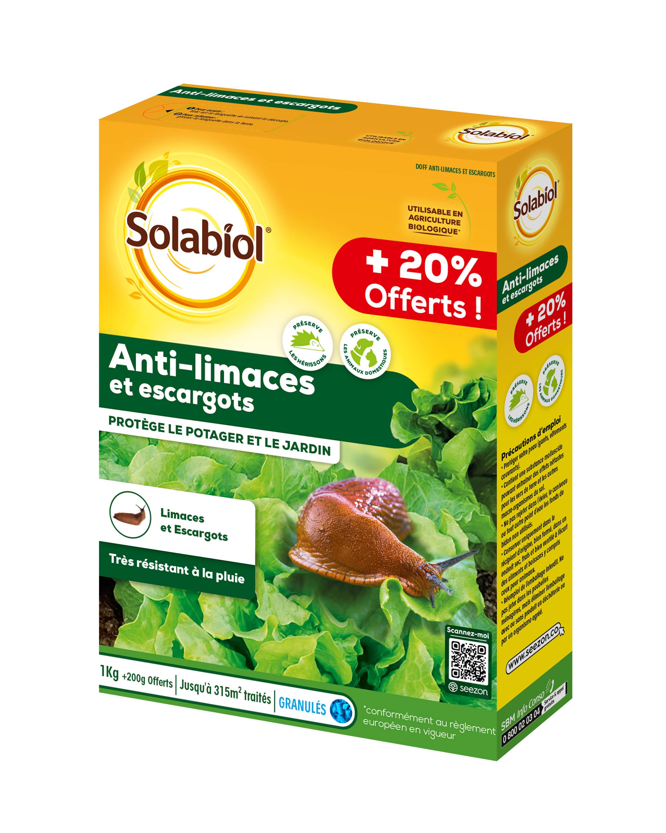 Solabiol - ANTI-LIMACES ET ESCARGOTS 1 KG + 20% GRATUIT SOLABIOL