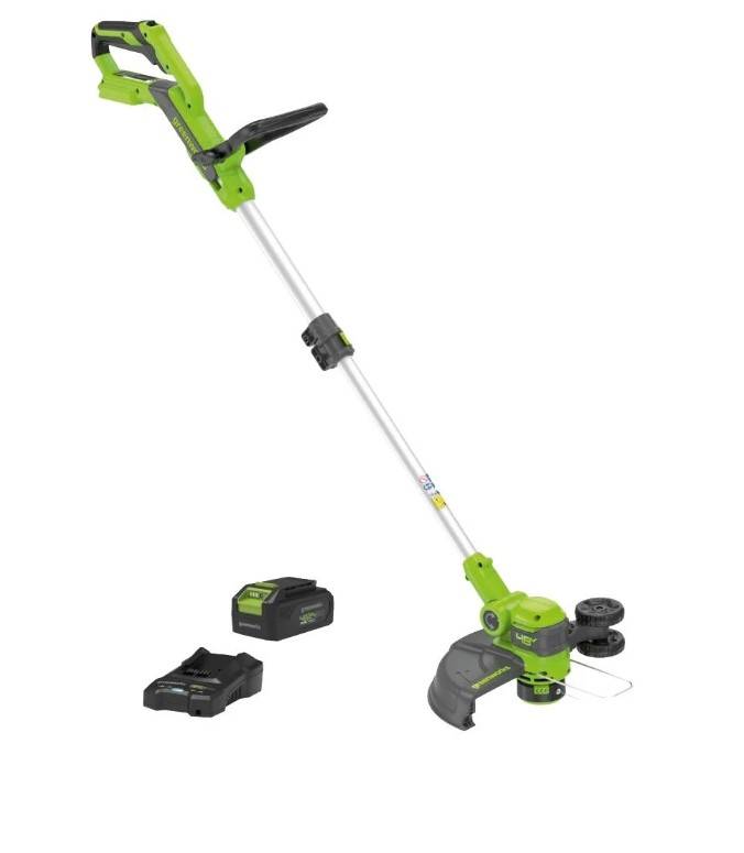 Greenworks - Coupe-bordures 48V 30cm télescopique dresse-bordures + 1 batt. 2Ah + chargeur - GREENWORKS