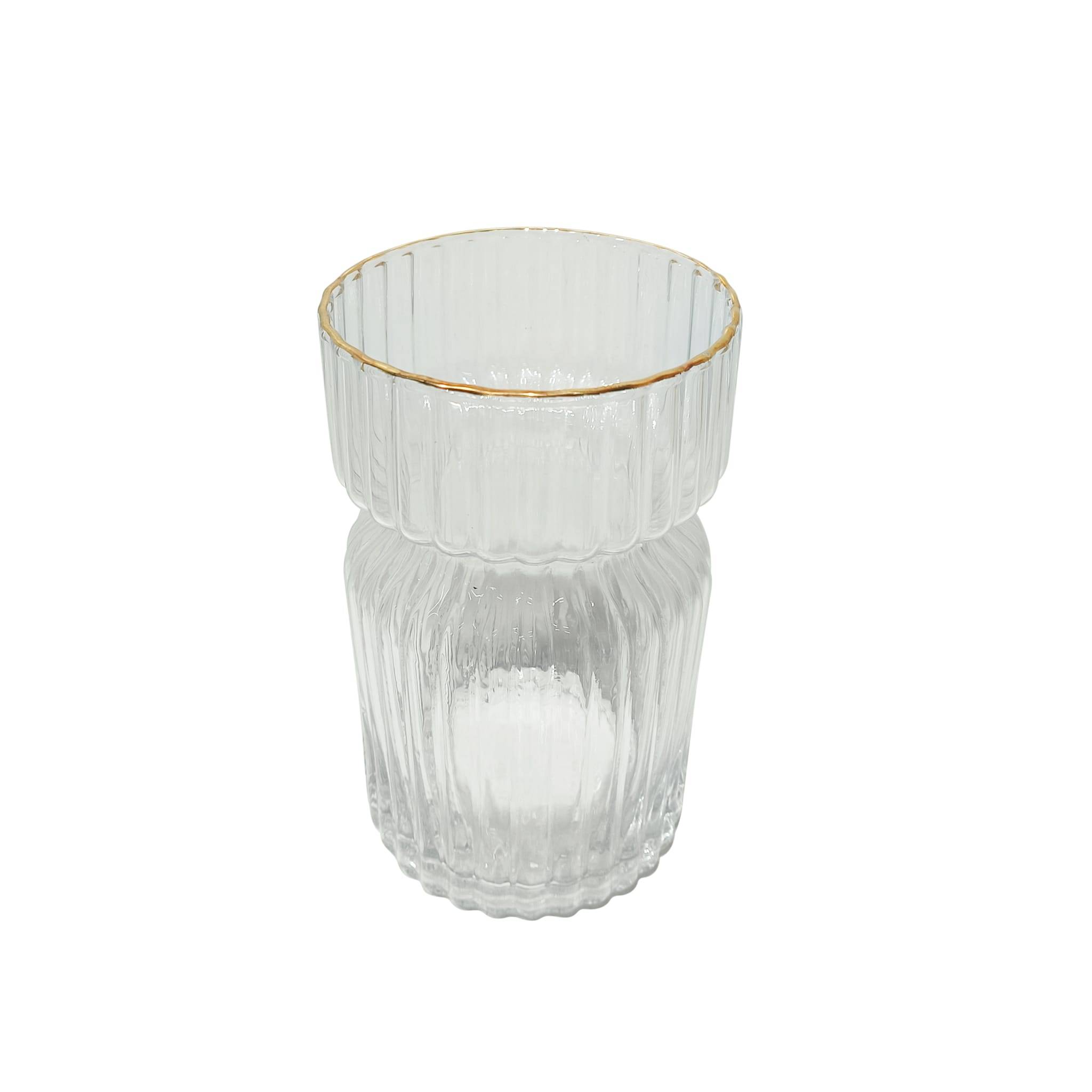 Vase rond strié transparent H.19,5 cm - ECLOZ