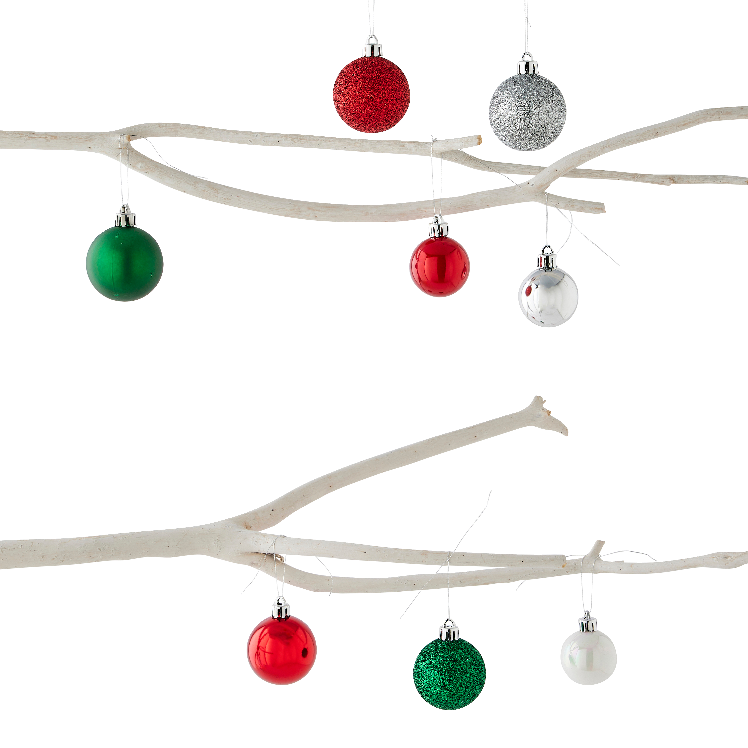 Ecloz - Boîte de 21 boules de Noël Ø 4 cm vertes, blanches, rouges, argent traditionnel - ECLOZ - Image 3