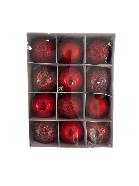 Ecloz - Boîte de 12 boules de Noël rouges en plastique Ø 6 cm - ECLOZ - Image 1