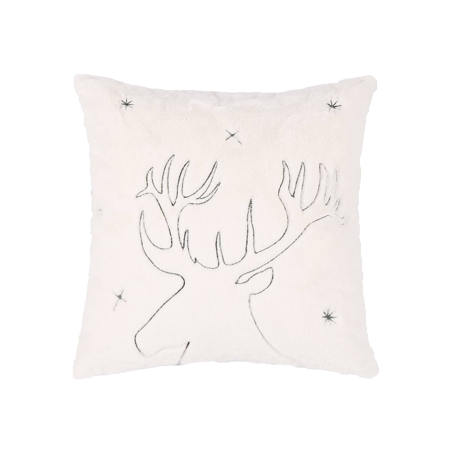 Ecloz - Coussin renne brodé blanc et vert - ECLOZ - Image 1