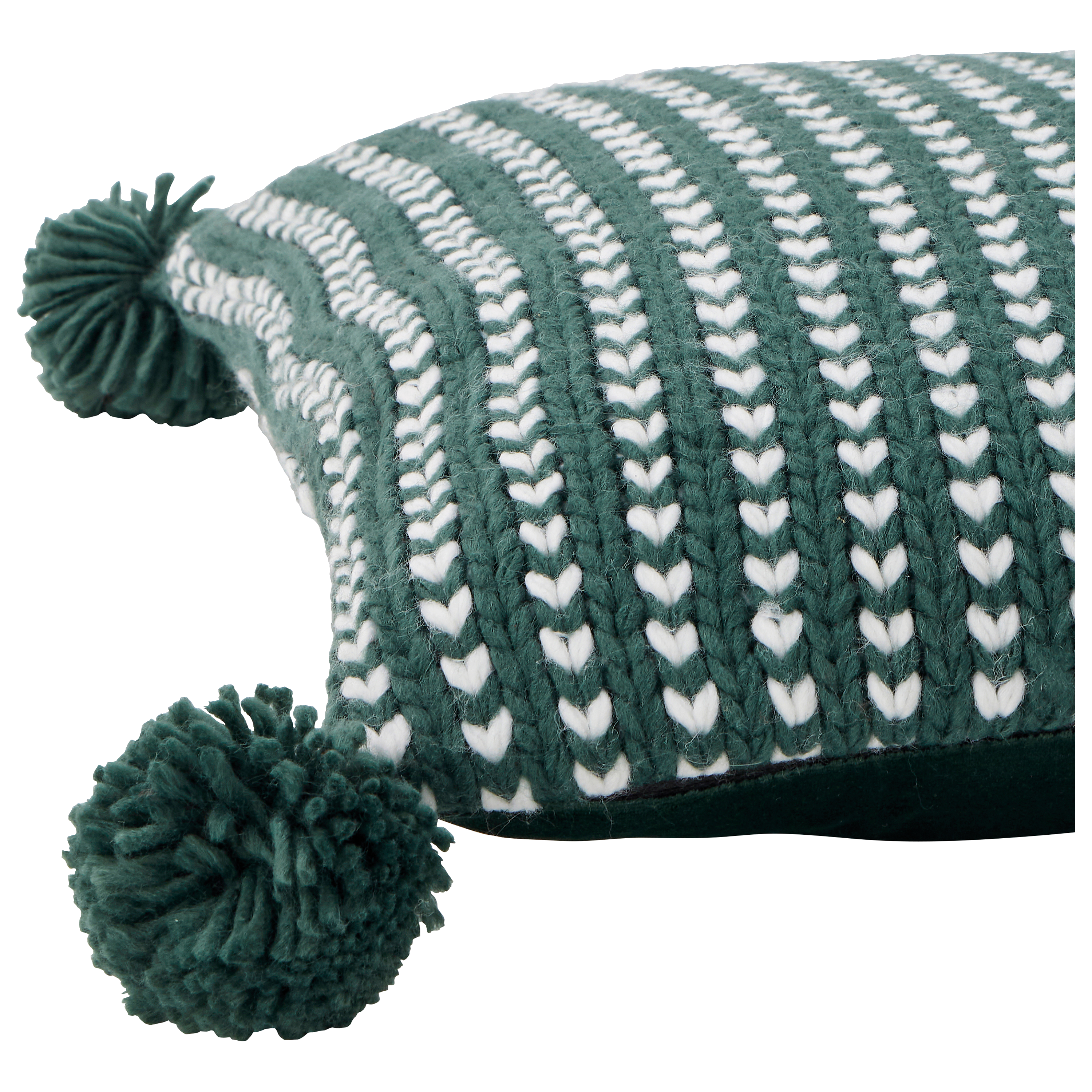 Ecloz - Coussin tricoté vert avec pompons - ECLOZ - Image 2