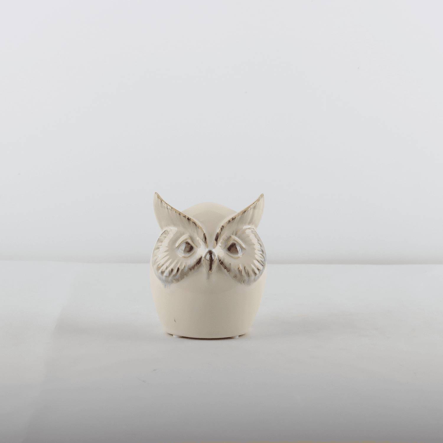 Chouette en céramique blanc H.13 cm - ECLOZ - Image 1
