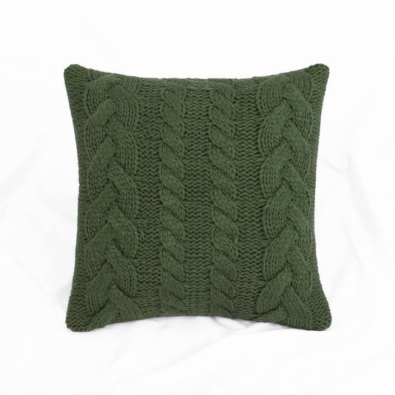 Coussin torsadé tricoté vert - ECLOZ - Image 1