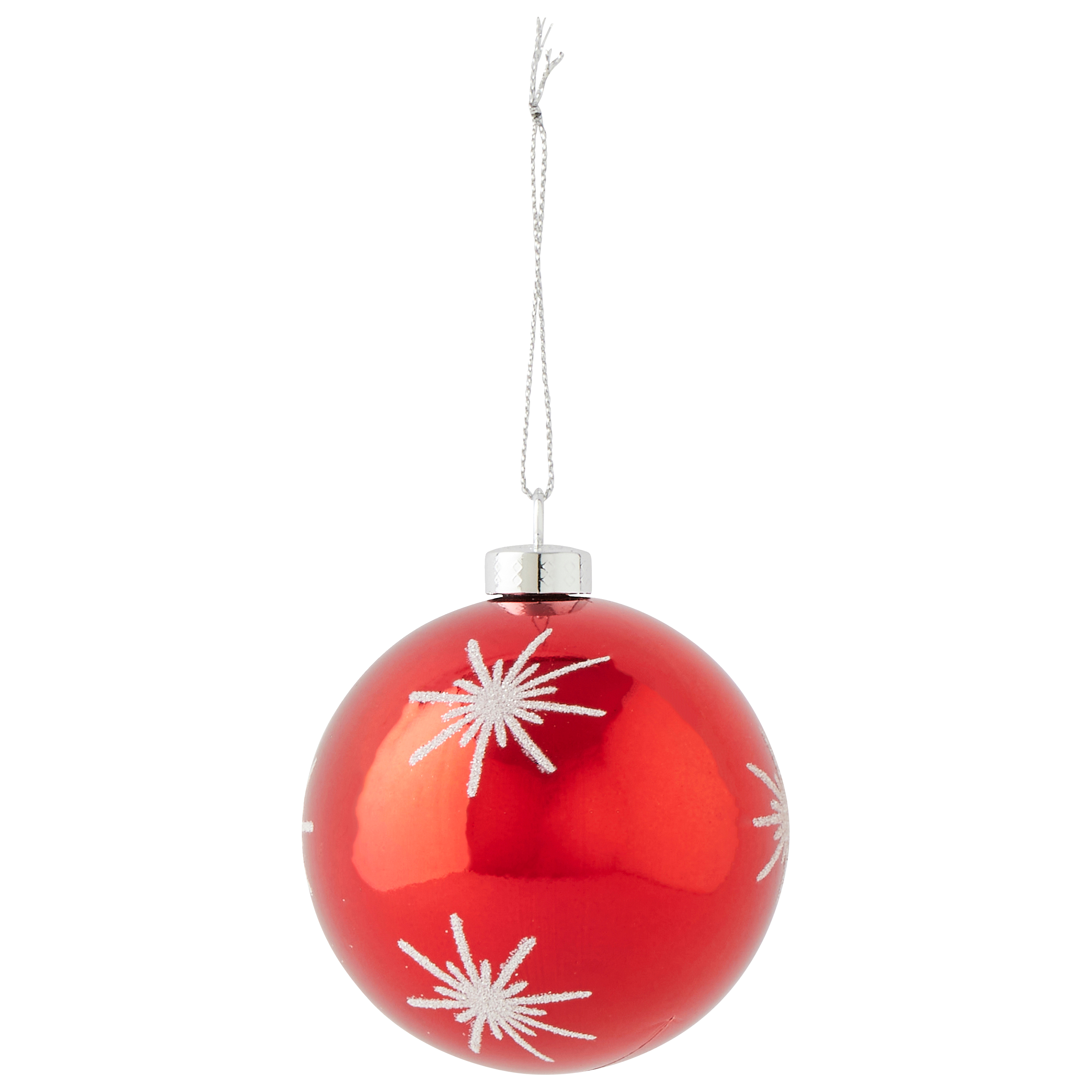 Boule de Noël rouge avec motif flocon blanc Ø 8 cm - ECLOZ - Image 2
