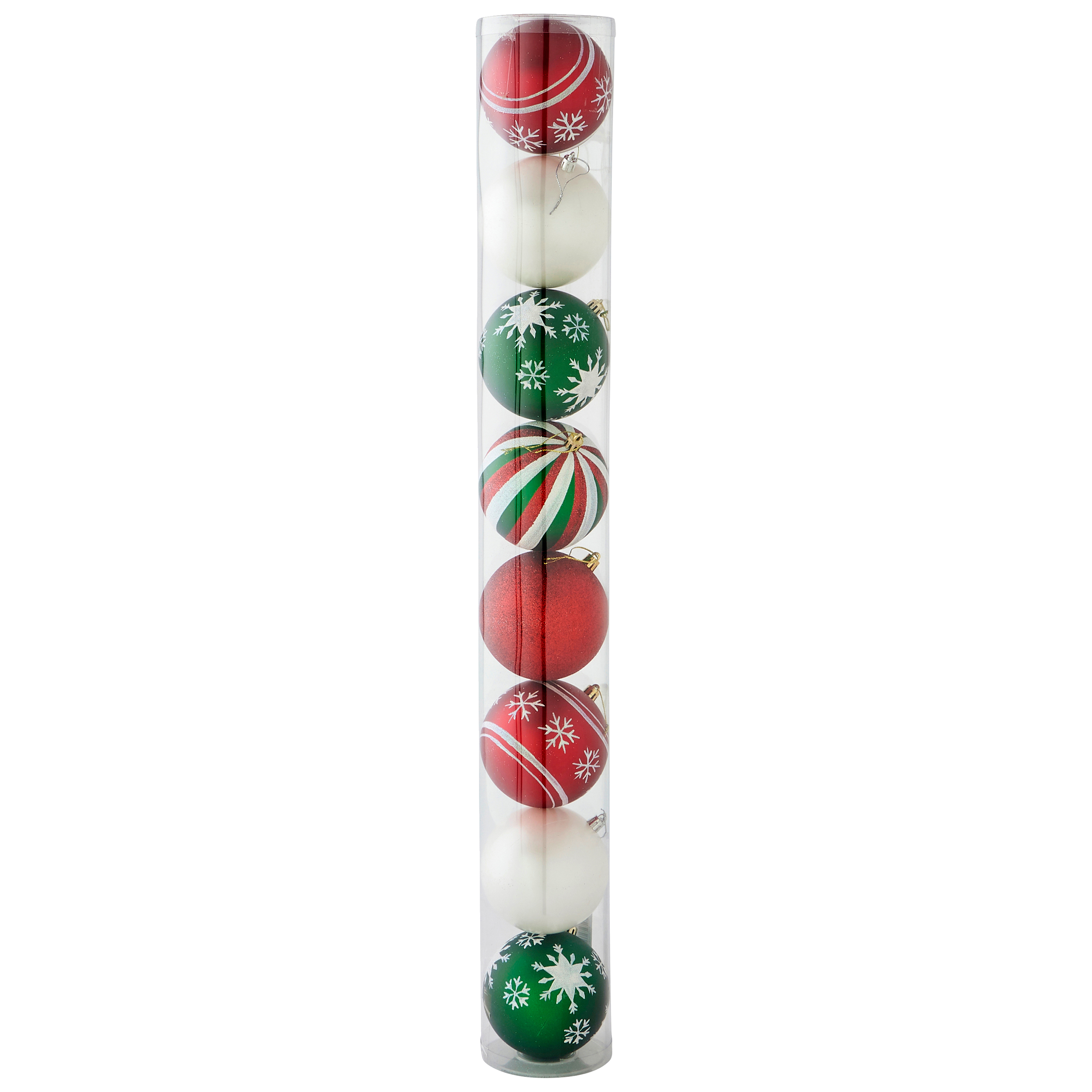 Ecloz - Tube de 8 boules de Noël rouges et vertes en plastique Ø 10 cm - ECLOZ - Image 2