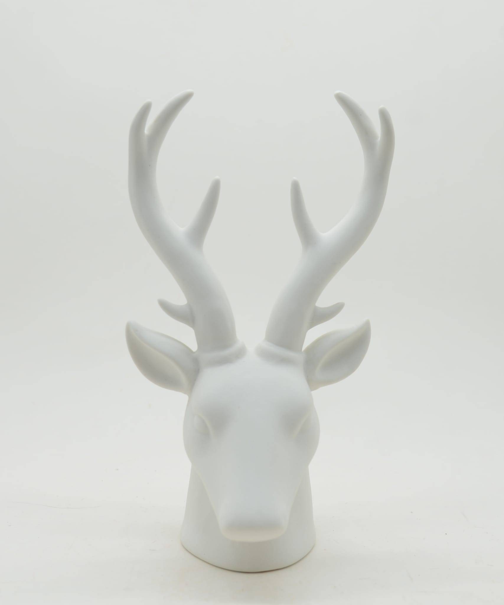 Tête de cerf blanche en céramique H.24 cm - ECLOZ - Image 1
