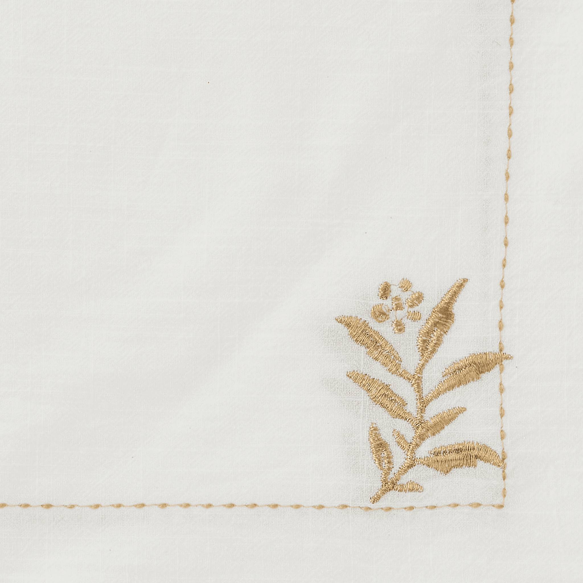 Nappe blanche brodée or L.250 x l.130 cm - ECLOZ - Image 2