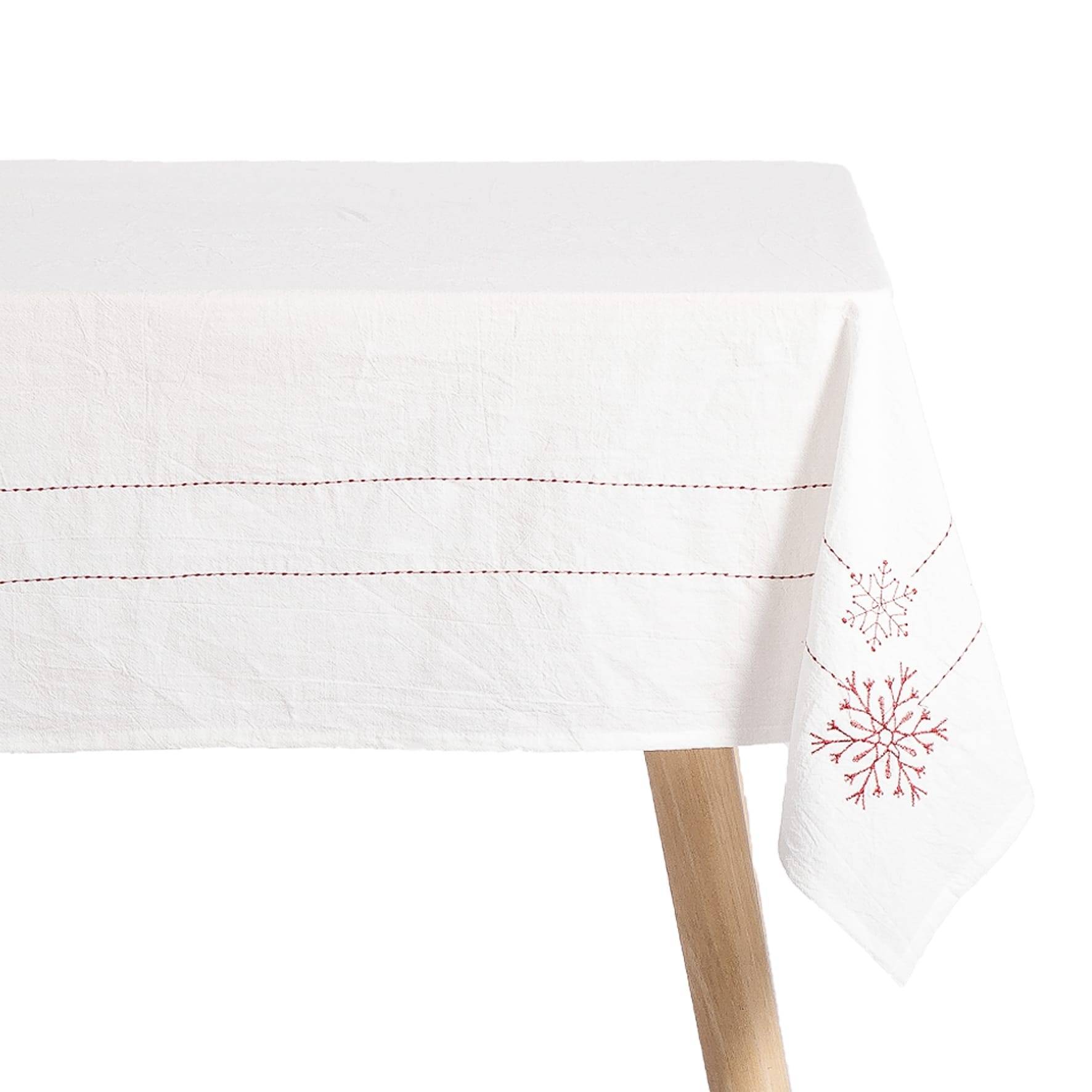 Nappe blanche brodée rouge L.250 x l.130 cm - ECLOZ - Image 1