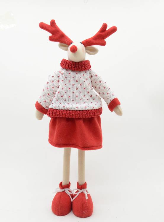 Ecloz - Décoration cerf blanc avec pull de Noël à poser H. 44 cm - ECLOZ - Image 1