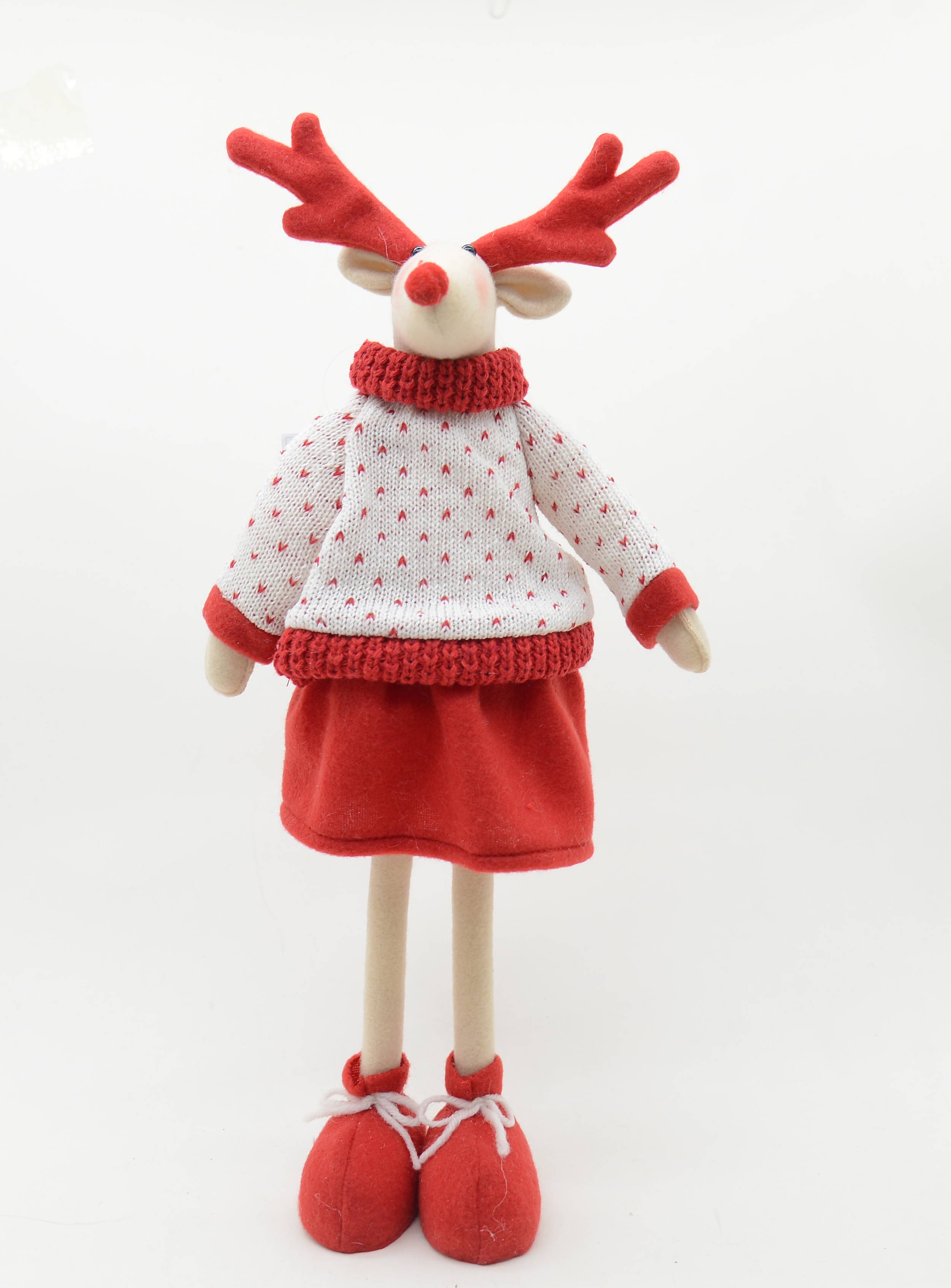 Ecloz - Décoration cerf blanc avec pull de Noël à poser H. 44 cm - ECLOZ - Image 1