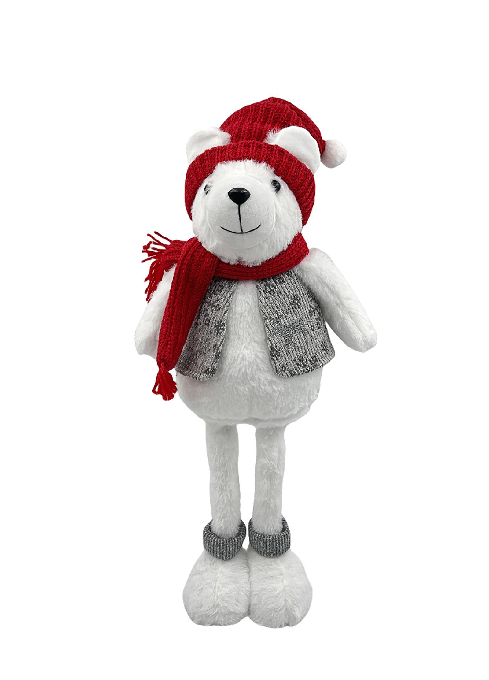 Ecloz - Décoration ours debout blanc et rouge H. 60 cm - ECLOZ