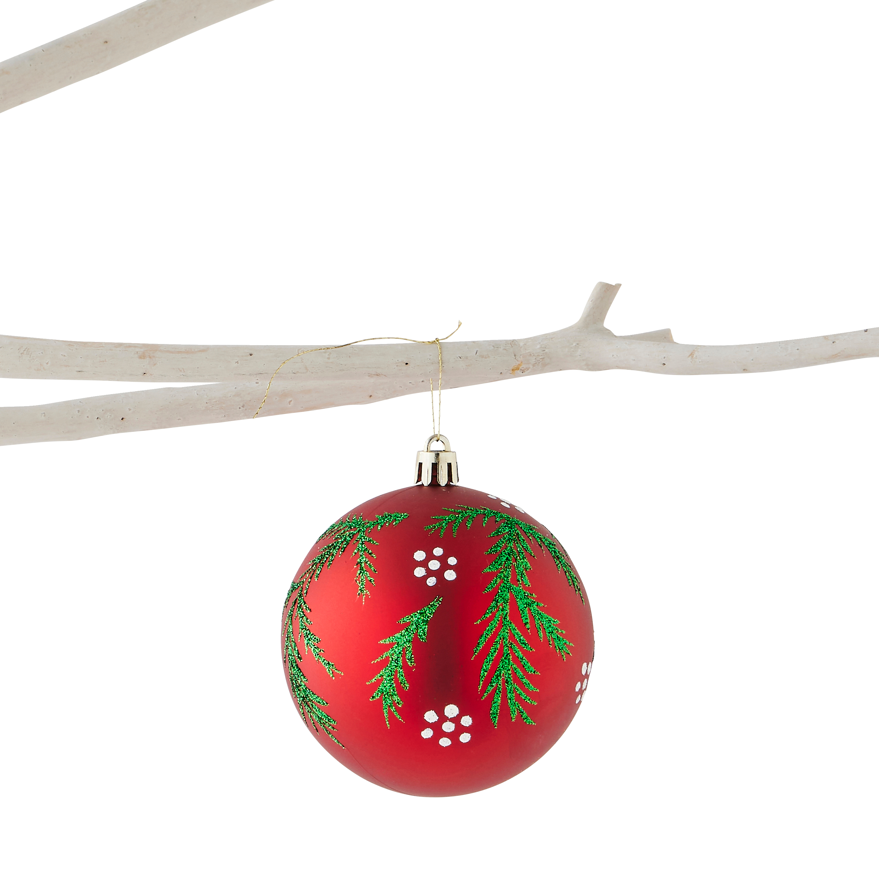 Ecloz - Boîte de 3 boules de Noël rouges avec motif feuille Ø 8 cm - ECLOZ - Image 3