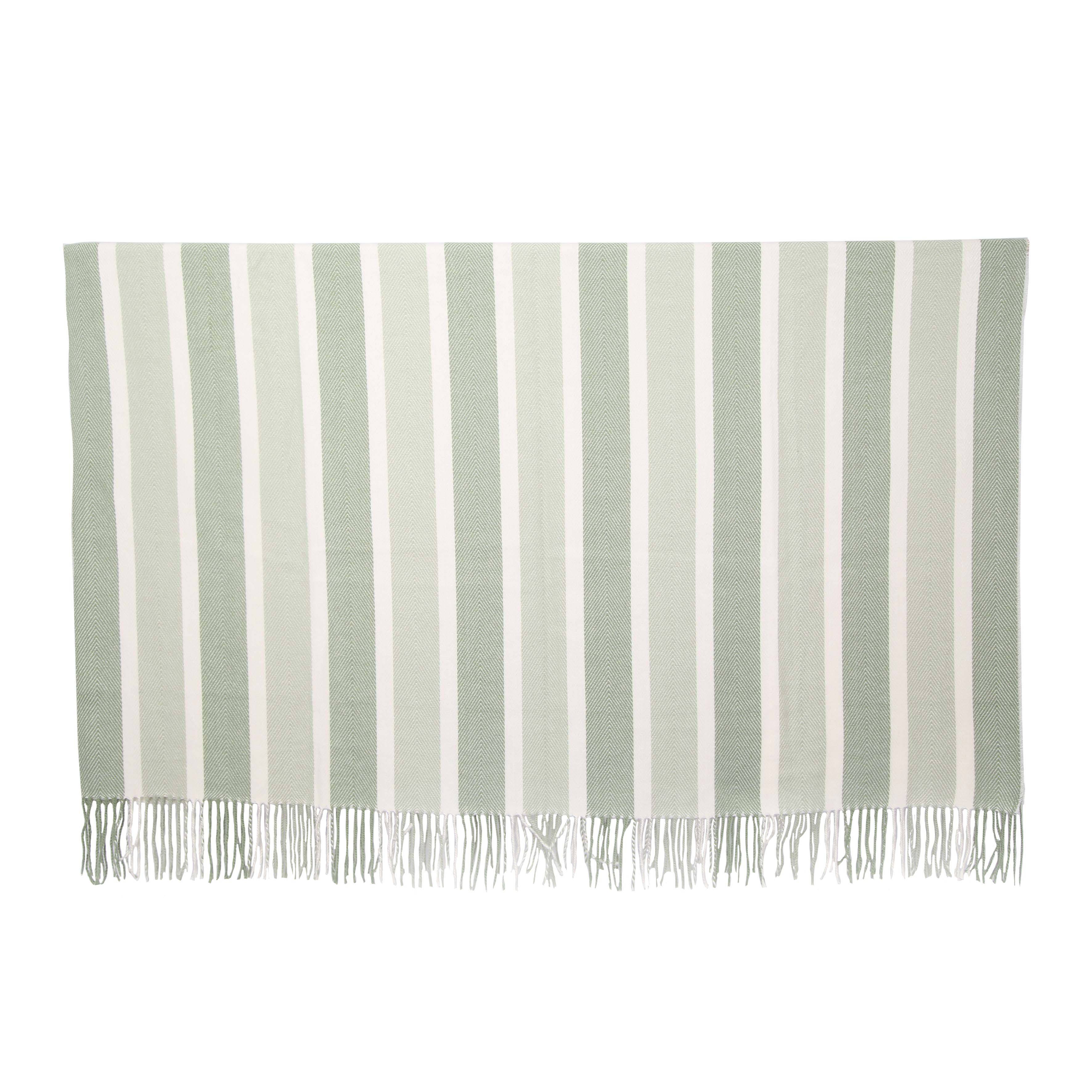 Ecloz - Plaid à bandes vertes et blanches L.160 x l.130 cm - ECLOZ