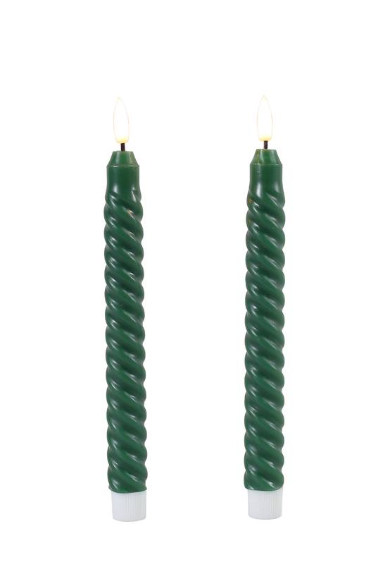 Ecloz - Set de 2 bougies torsadées vertes LED chandelle - ECLOZ