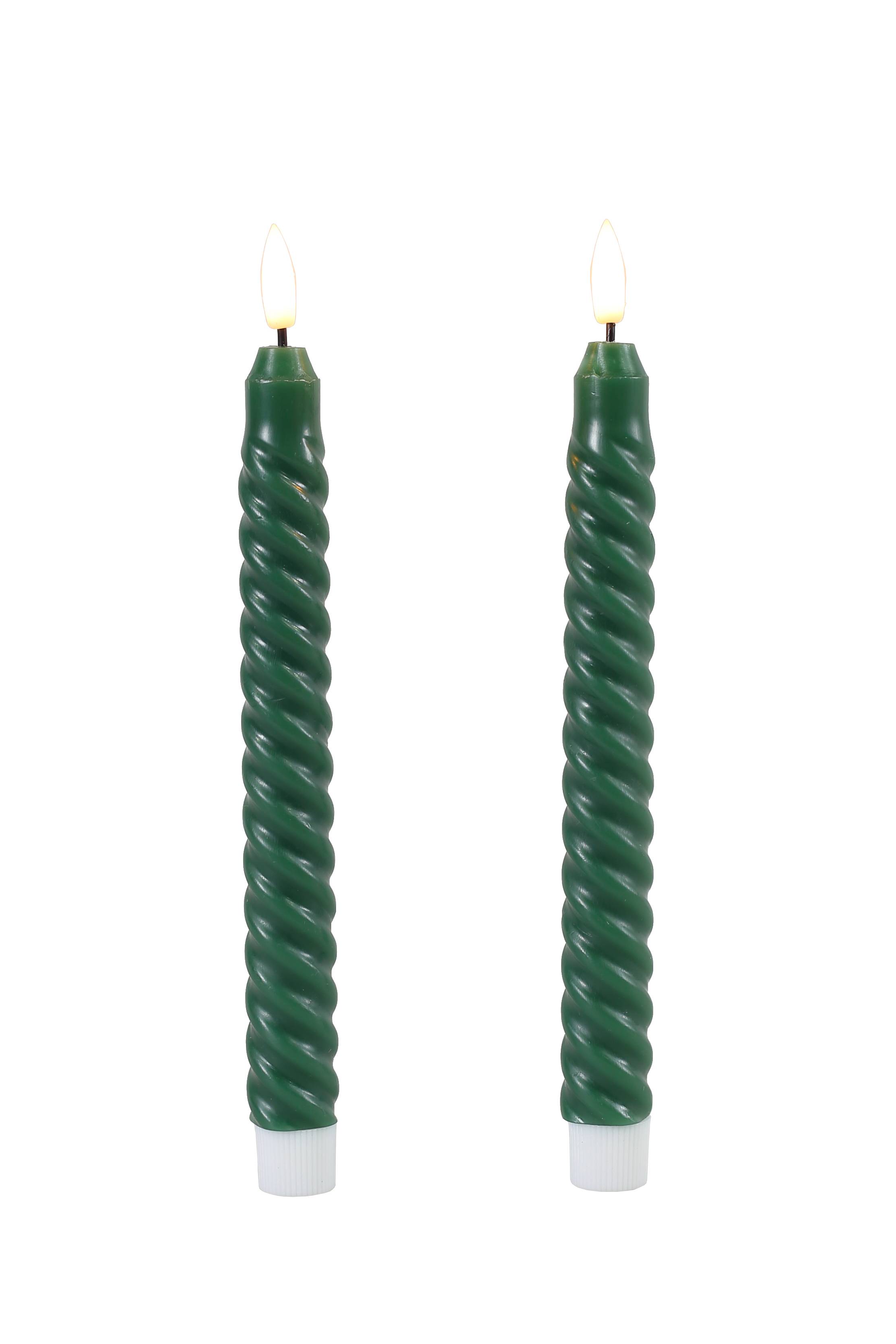 Ecloz - Set de 2 bougies torsadées vertes LED chandelle - ECLOZ