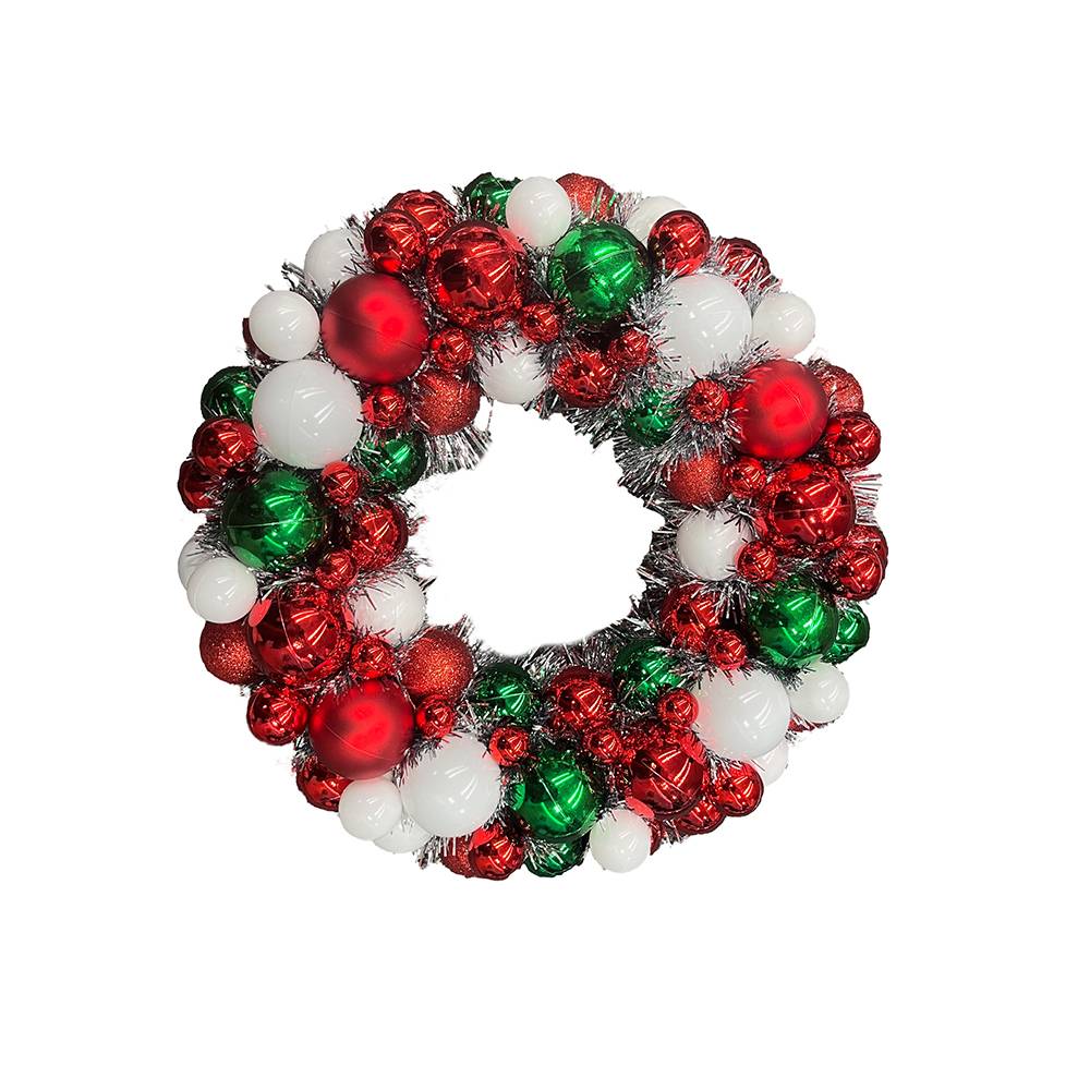 Ecloz - Couronne de Noël avec boules de Noël rouges vertes et blanches Ø 35 cm - ECLOZ