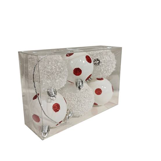 Ecloz - Boîte de 6 boules de Noël en plastique blanc Ø 5 cm - ECLOZ
