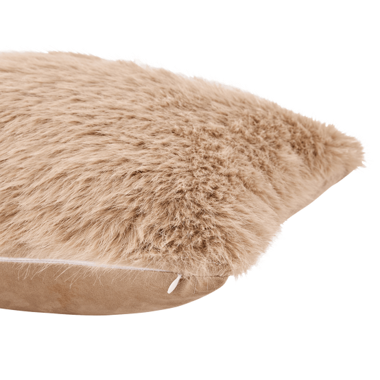Coussin imitation fourrure velours beige - ECLOZ - Image 3