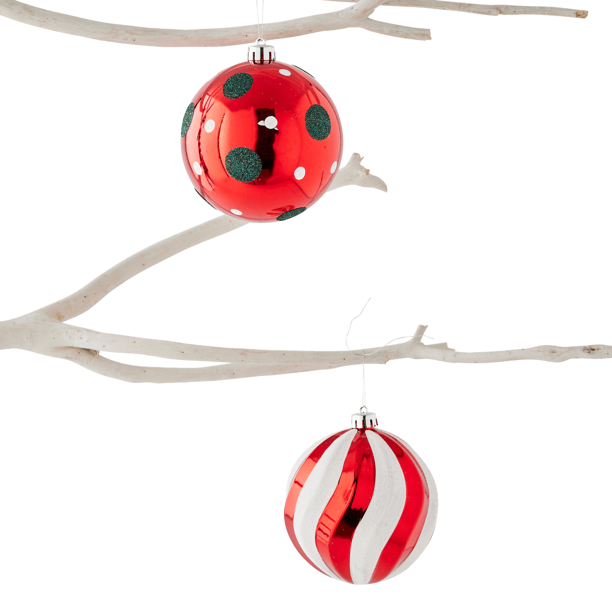 Boîte de 4 boules de Noël rouges et blanches Ø 10 cm - ECLOZ - Image 3