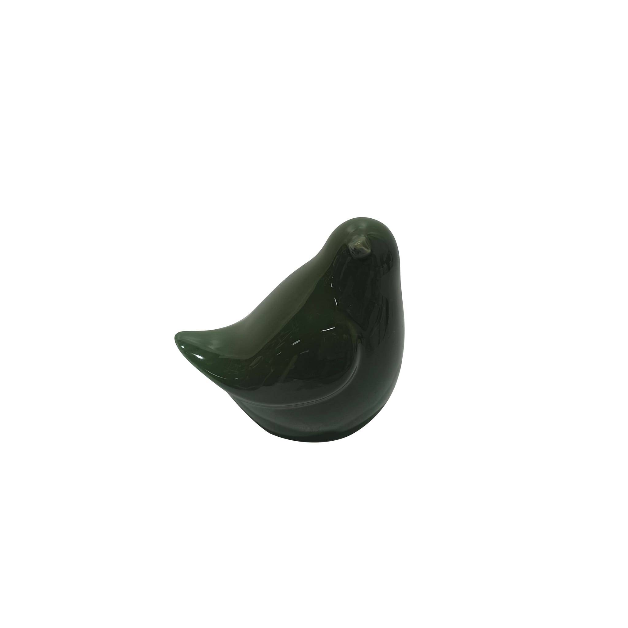 Oiseau décoratif à poser en céramique vert H.10 cm - ECLOZ