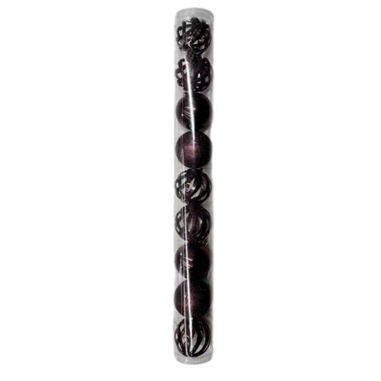 Ecloz - Tube de 9 boules de Noël marron en plastique Ø 6 cm - ECLOZ