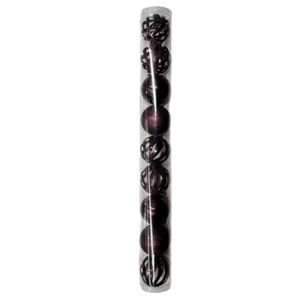 Ecloz - Tube de 9 boules de Noël marron en plastique Ø 6 cm - ECLOZ
