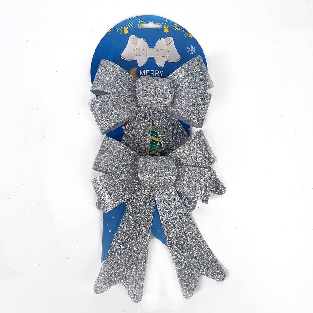 Nœud décoratif de Noël brillant plastique lot de 2 - ECLOZ