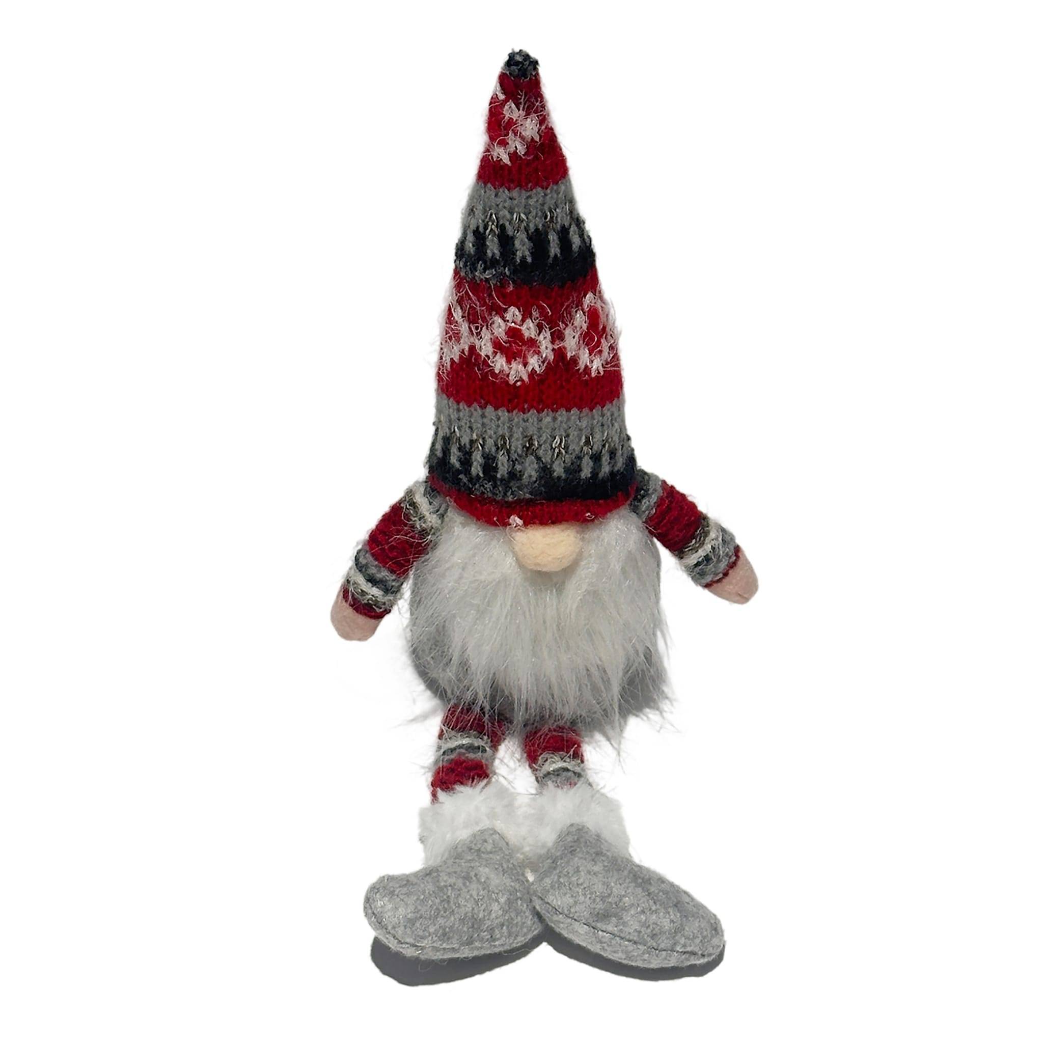 Décoration gnome gris et rouge assis H. 36 cm - ECLOZ - Image 1