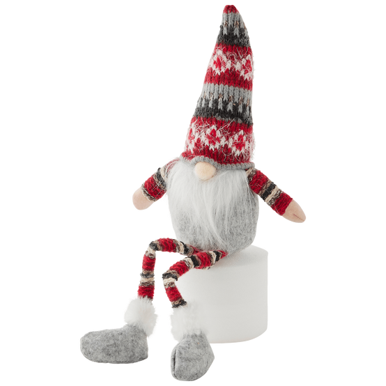 Décoration gnome gris et rouge assis H. 36 cm - ECLOZ - Image 2