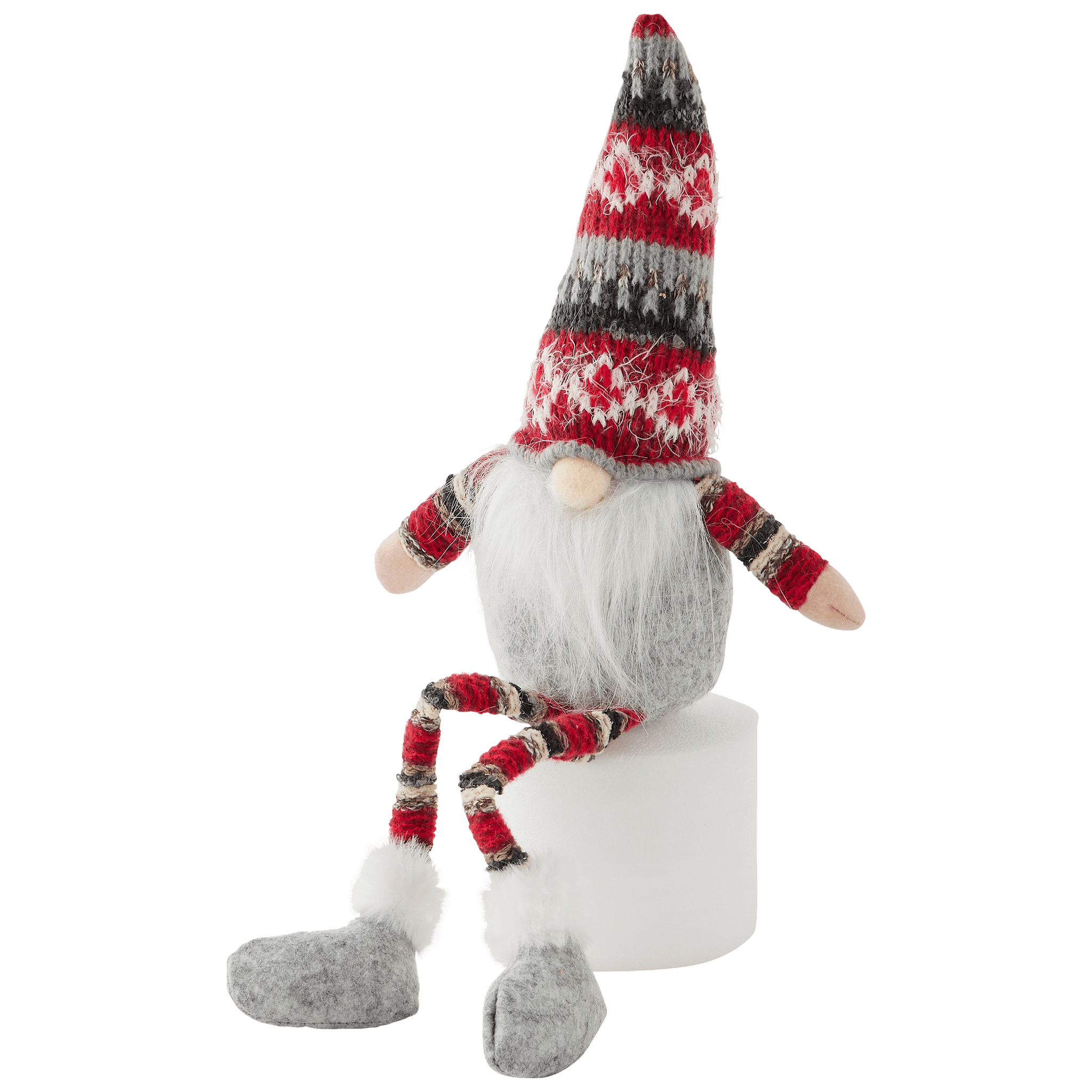 Décoration gnome gris et rouge assis H. 36 cm - ECLOZ - Image 2