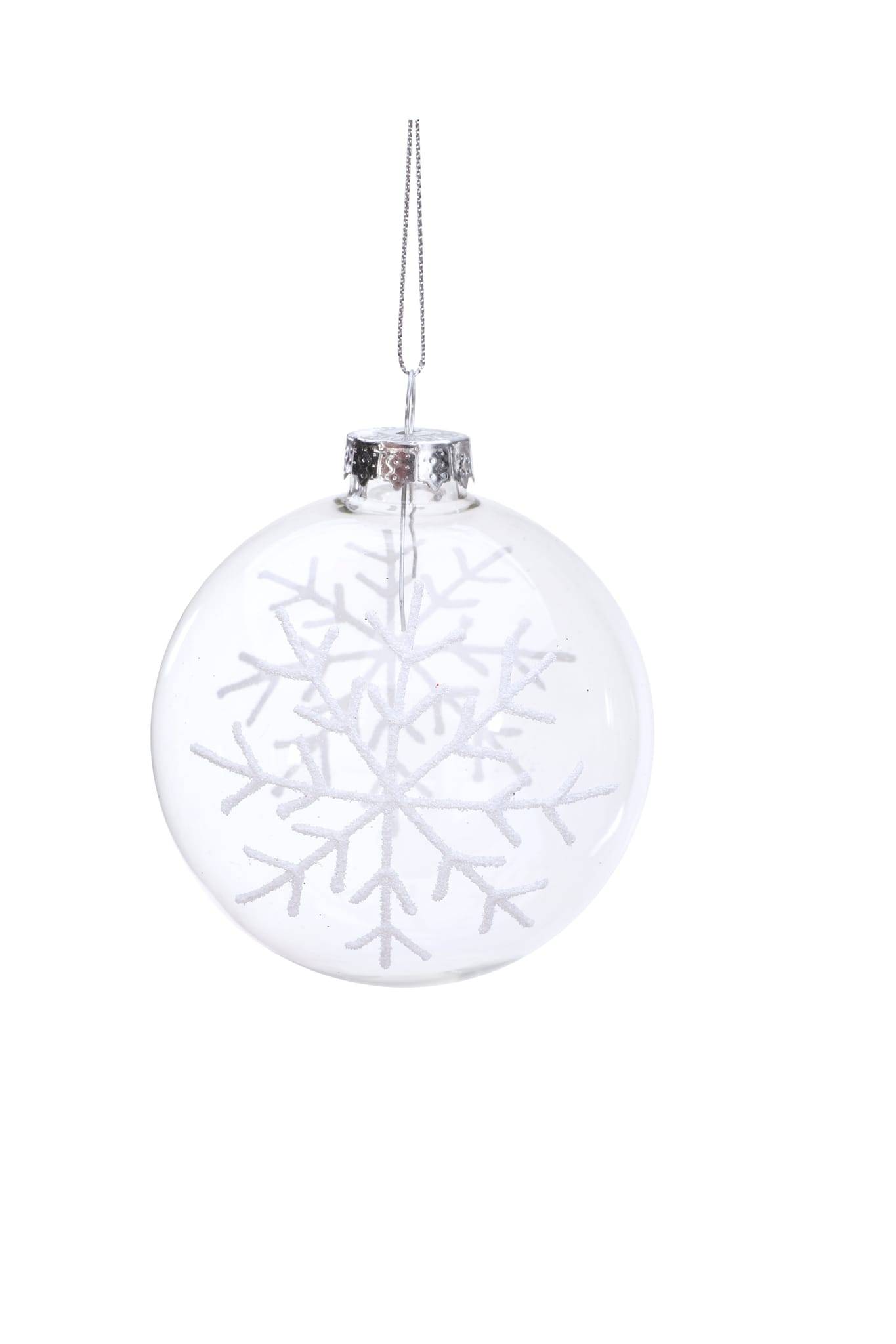 Boule de Noël transparente avec motif flocon blanc Ø 8 cm - ECLOZ