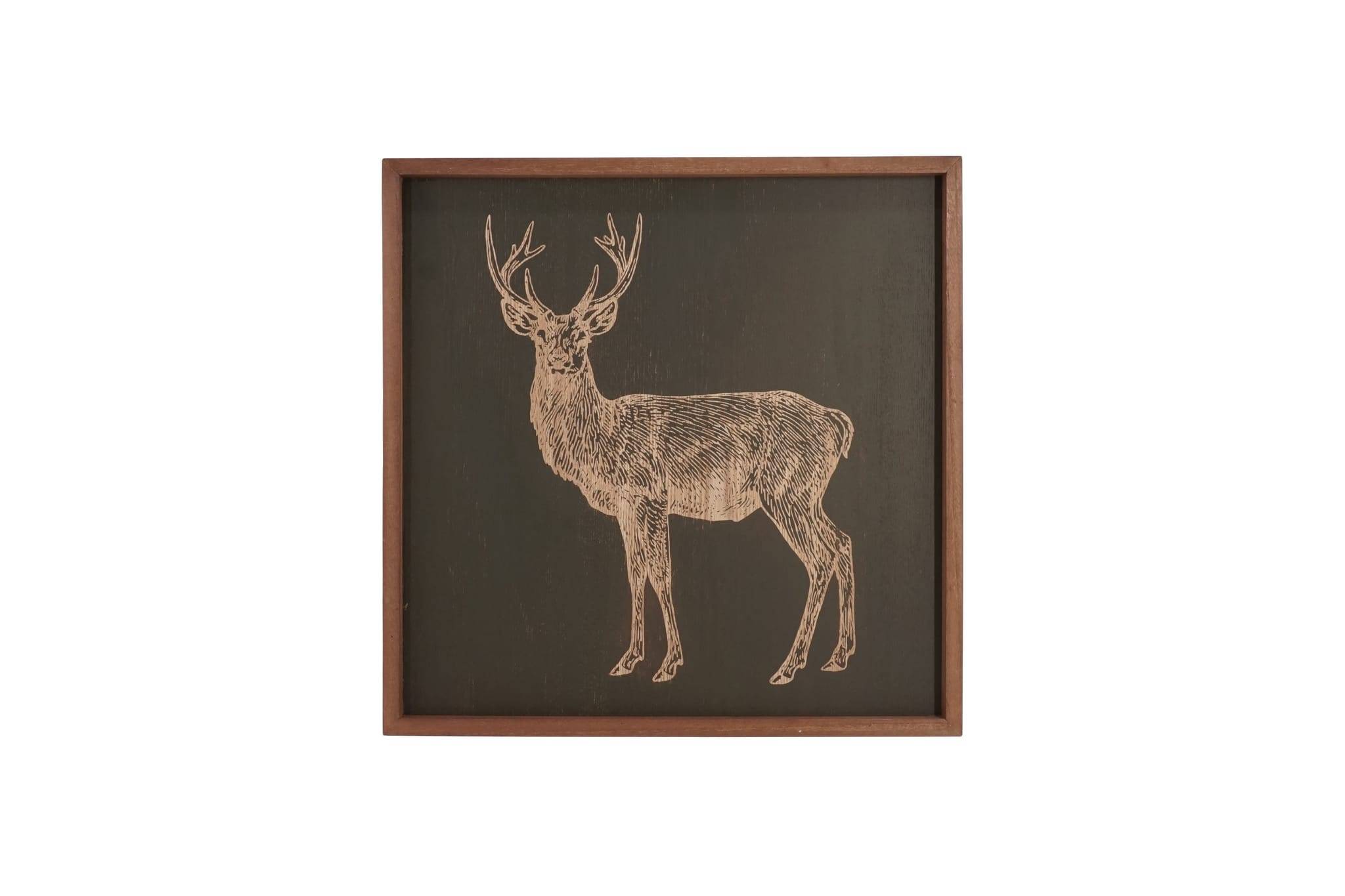 Tableau en bois cerf L.50 x l.50 cm - ECLOZ