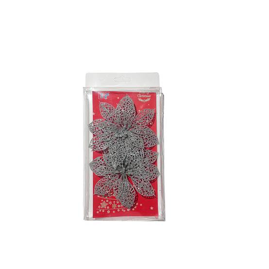 Clip poinsettia en argent lot de 2 - ECLOZ - Image 1