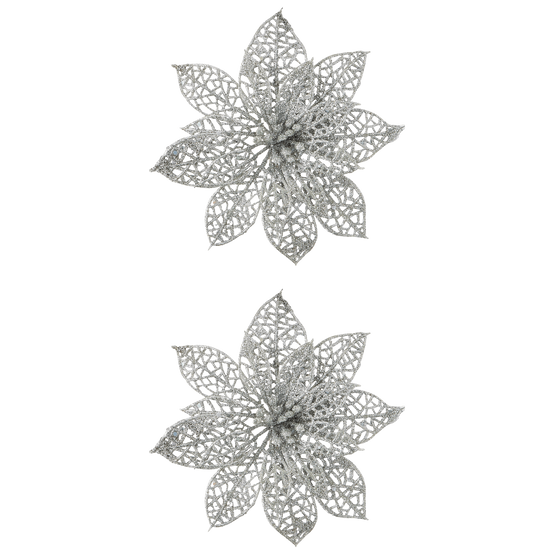 Clip poinsettia en argent lot de 2 - ECLOZ - Image 2