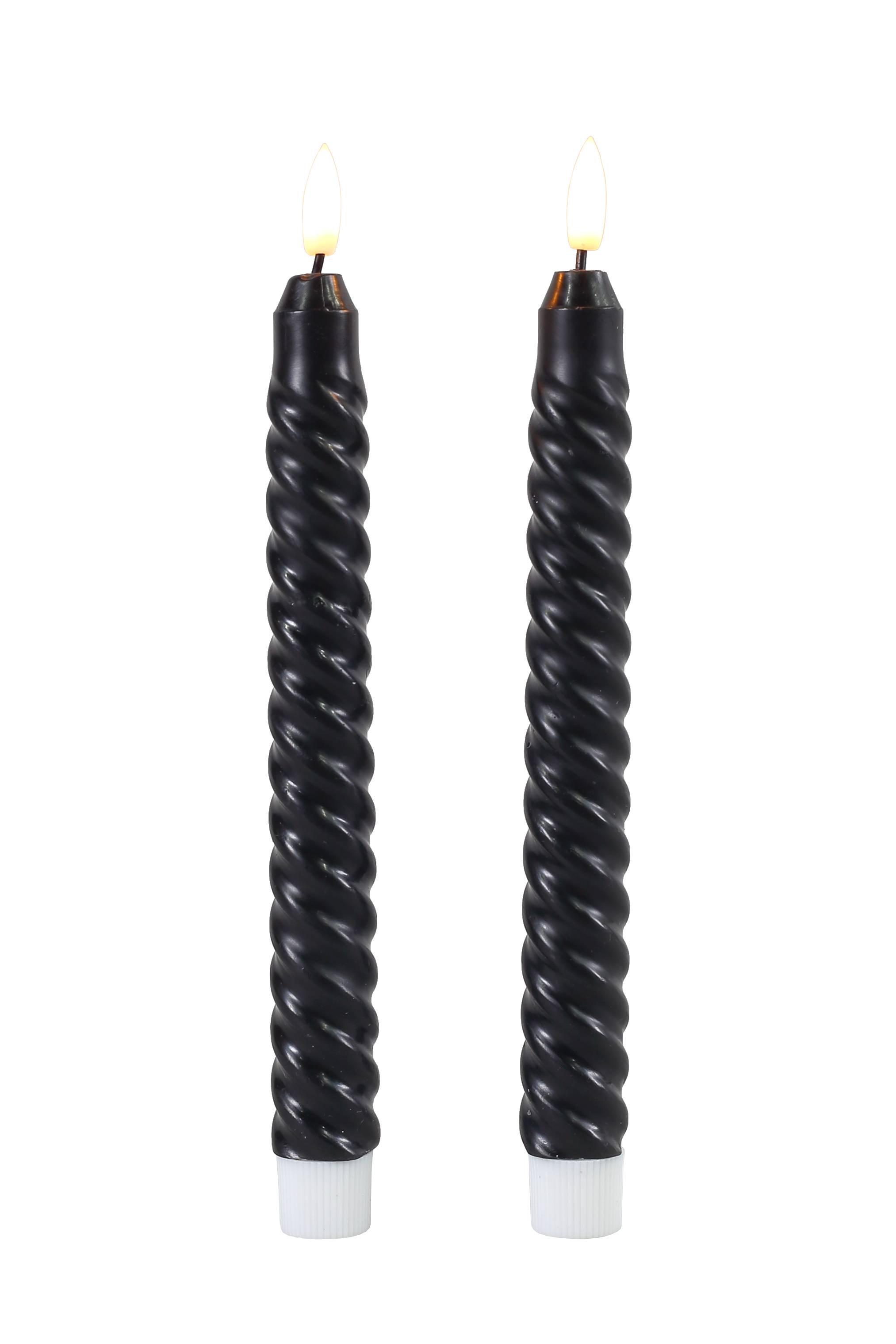 Set de 2 bougies torsadées noires LED chandelle - ECLOZ