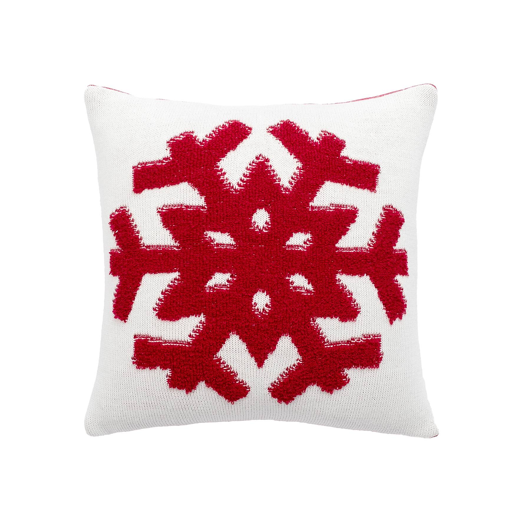 Ecloz - Coussin tricoté motif flocon rouge - ECLOZ