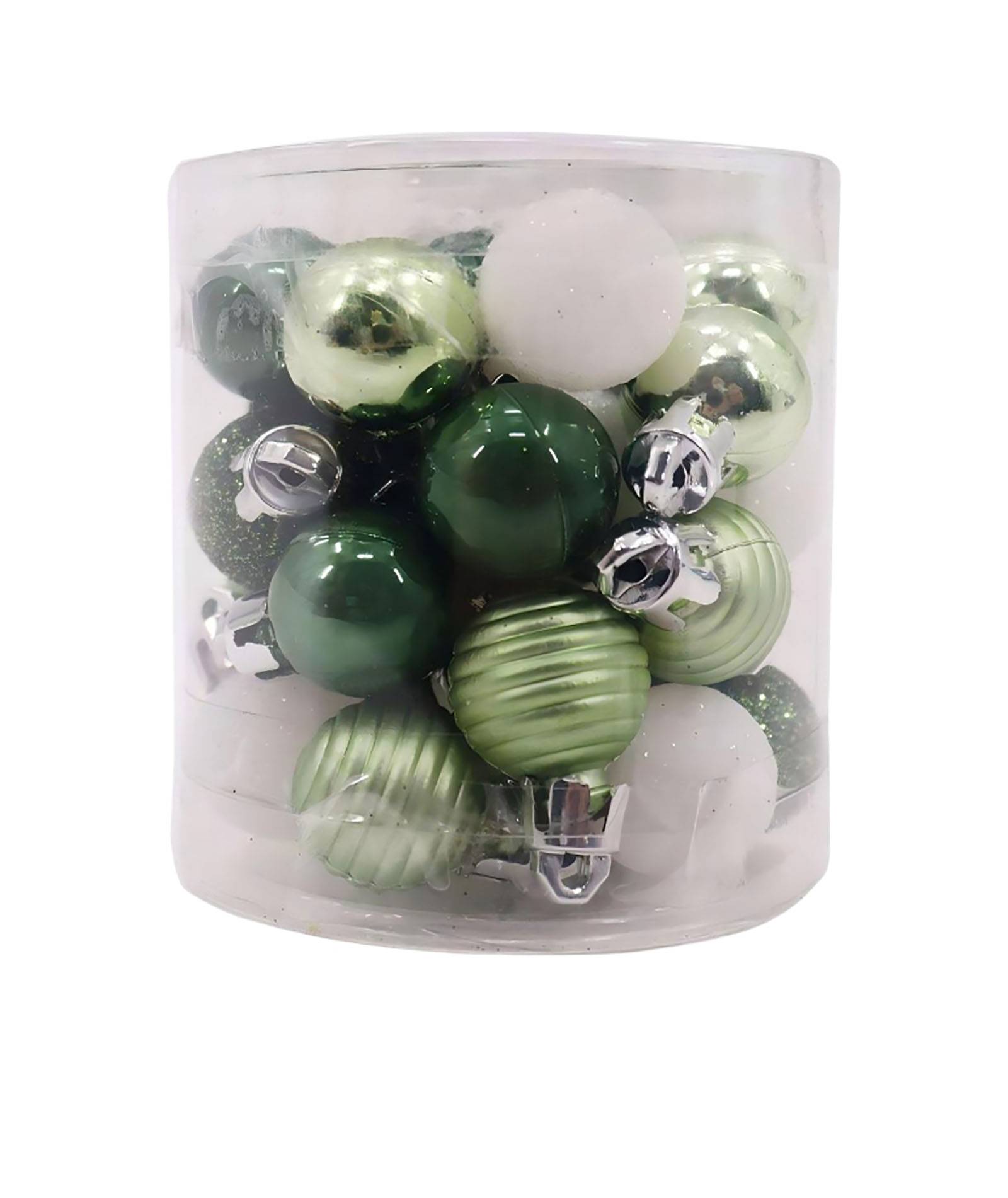 Ecloz - Boîte de 30 boules de Noël vertes et blanches Ø 2 cm - ECLOZ