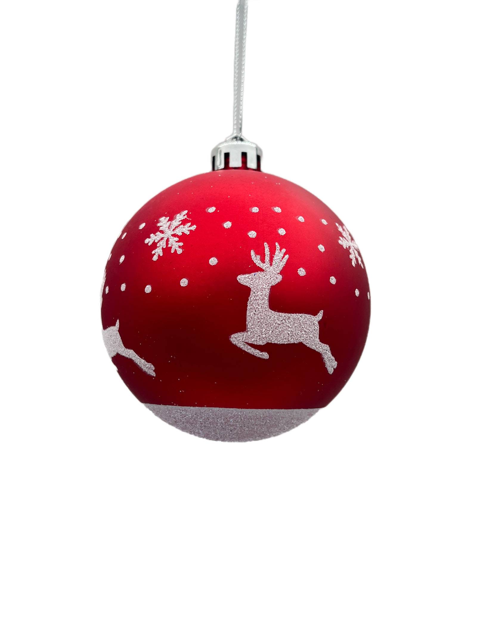 Boule de Noël rouge avec motif Noël en plastique Ø 8 cm - ECLOZ