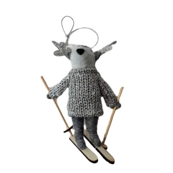 Suspension décorative de Noël - renne sur ski 12 cm - ECLOZ - Image 1