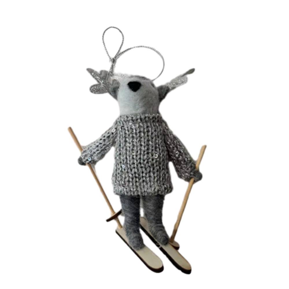 Suspension décorative de Noël - renne sur ski 12 cm - ECLOZ - Image 1