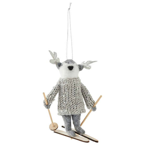 Suspension décorative de Noël - renne sur ski 12 cm - ECLOZ - Image 2