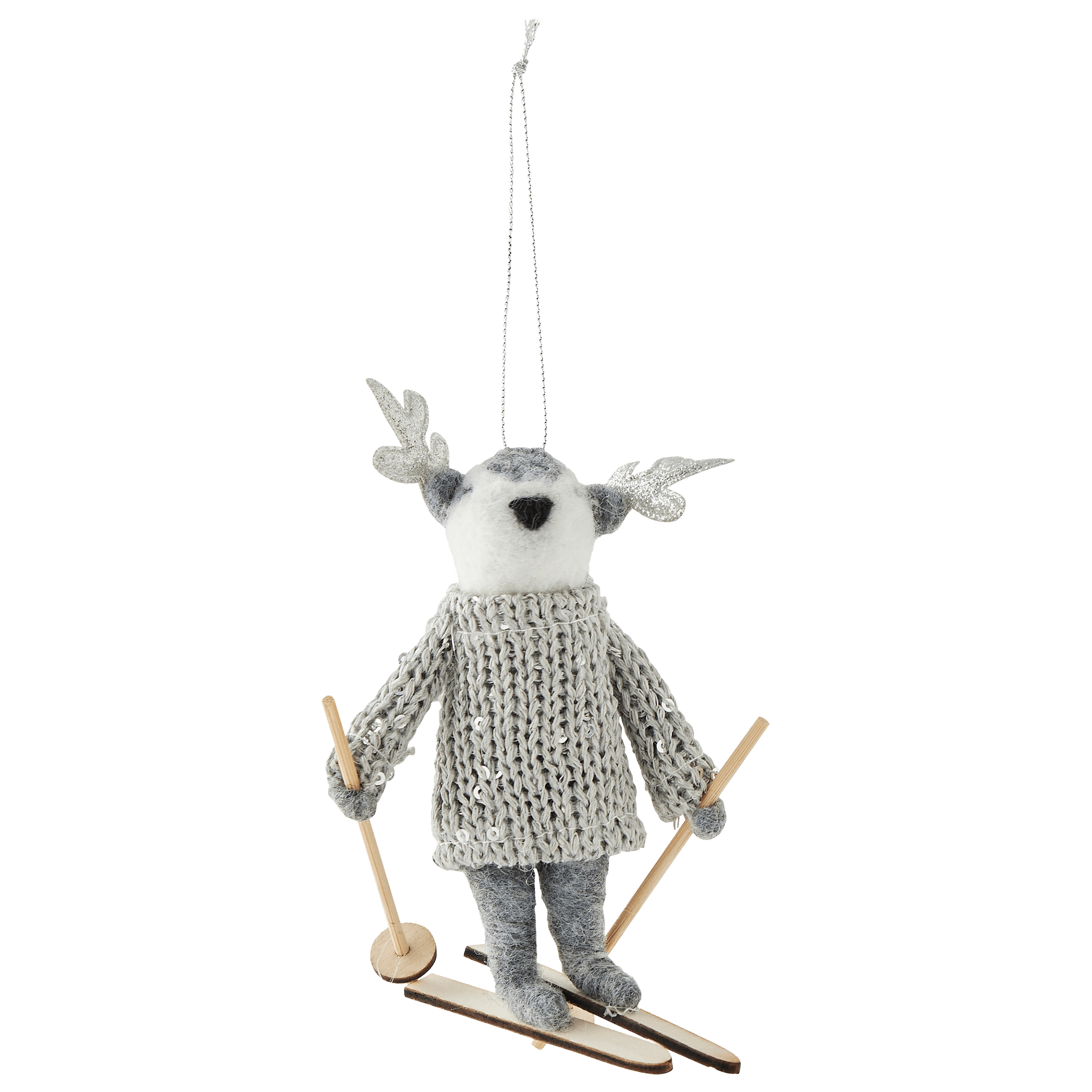 Suspension décorative de Noël - renne sur ski 12 cm - ECLOZ - Image 2
