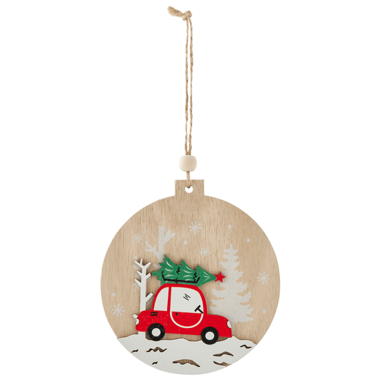 Suspension décorative de Noël - voiture rouge avec sapin - ECLOZ - Image 2