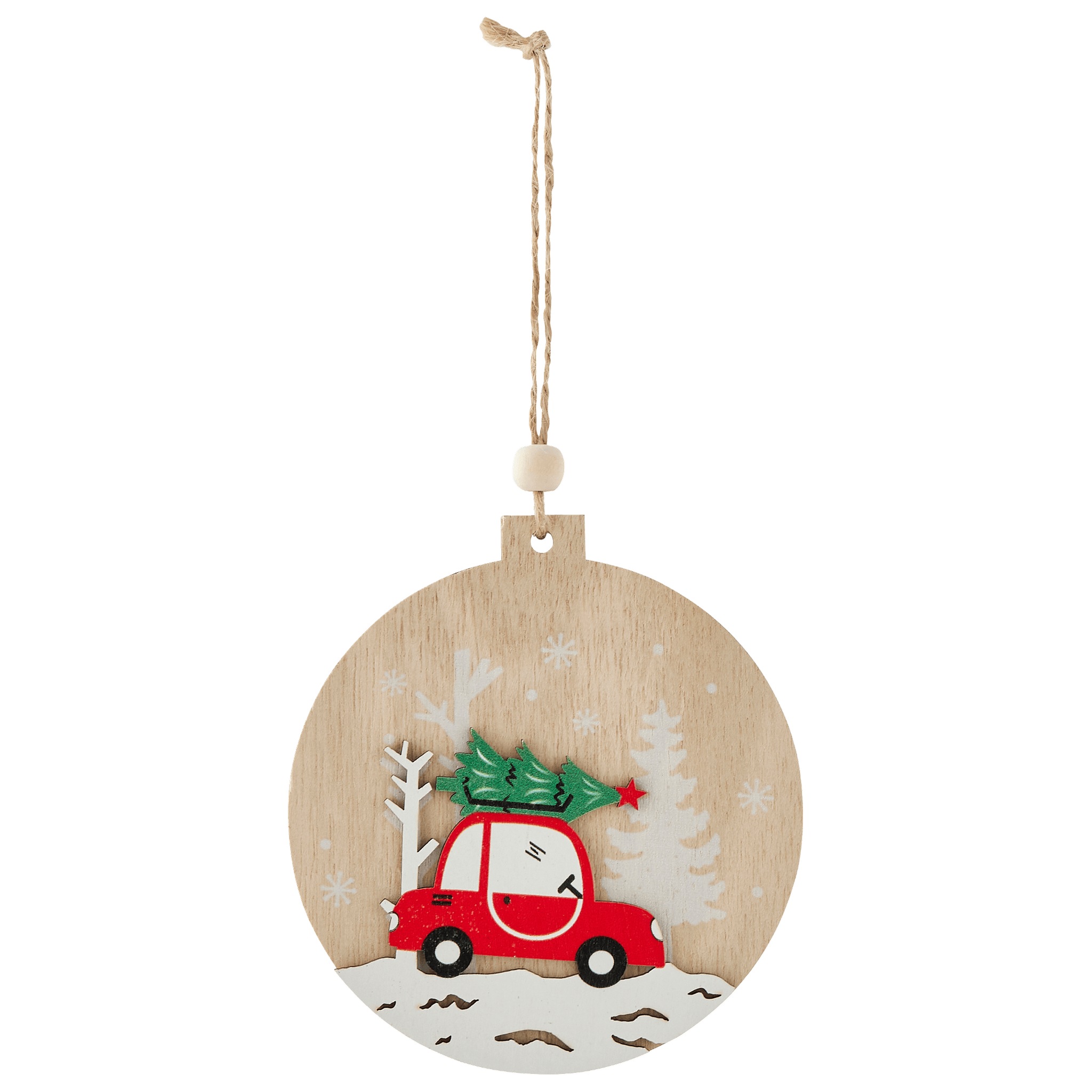 Suspension décorative de Noël - voiture rouge avec sapin - ECLOZ - Image 2