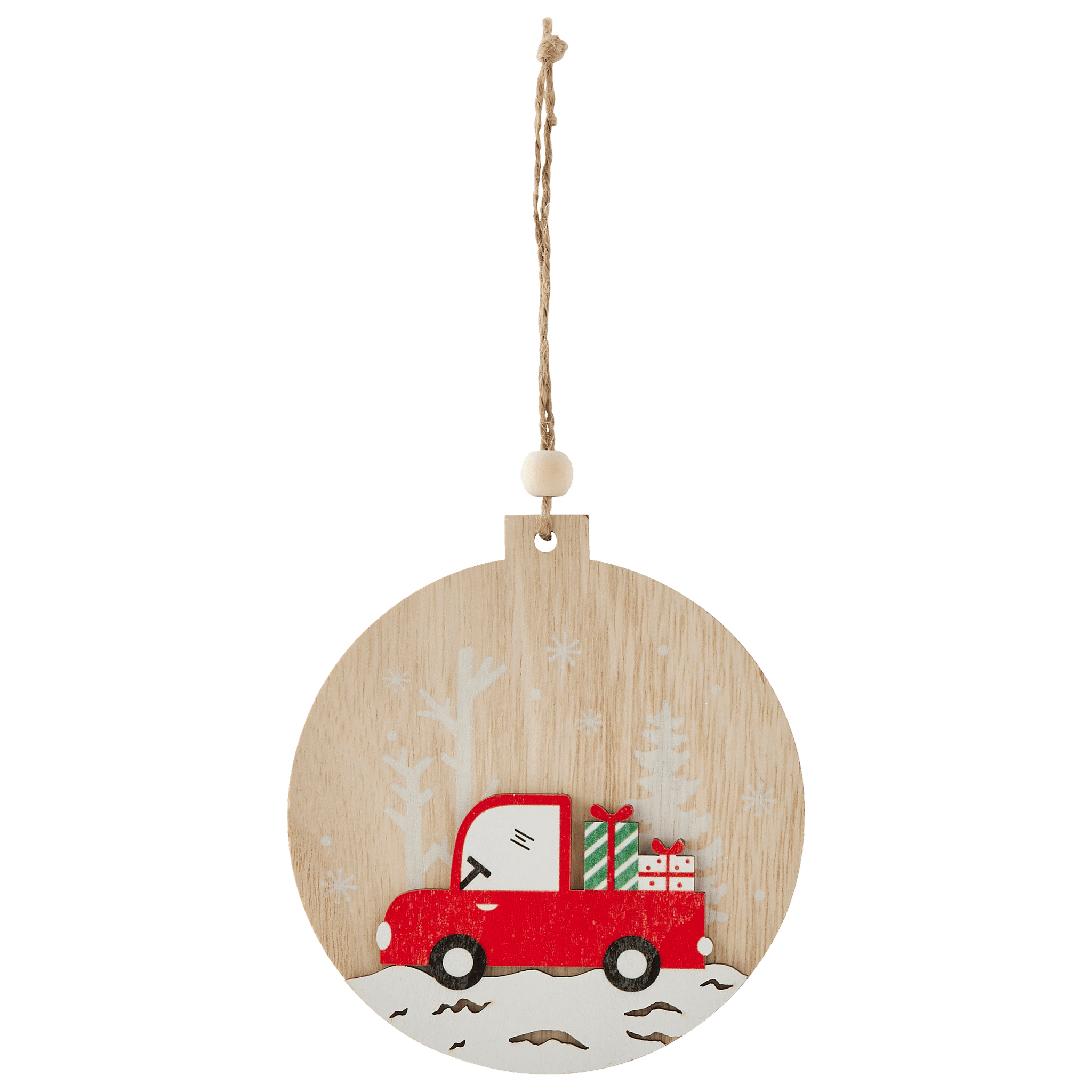 Suspension décorative de Noël - voiture rouge bois - ECLOZ - Image 2