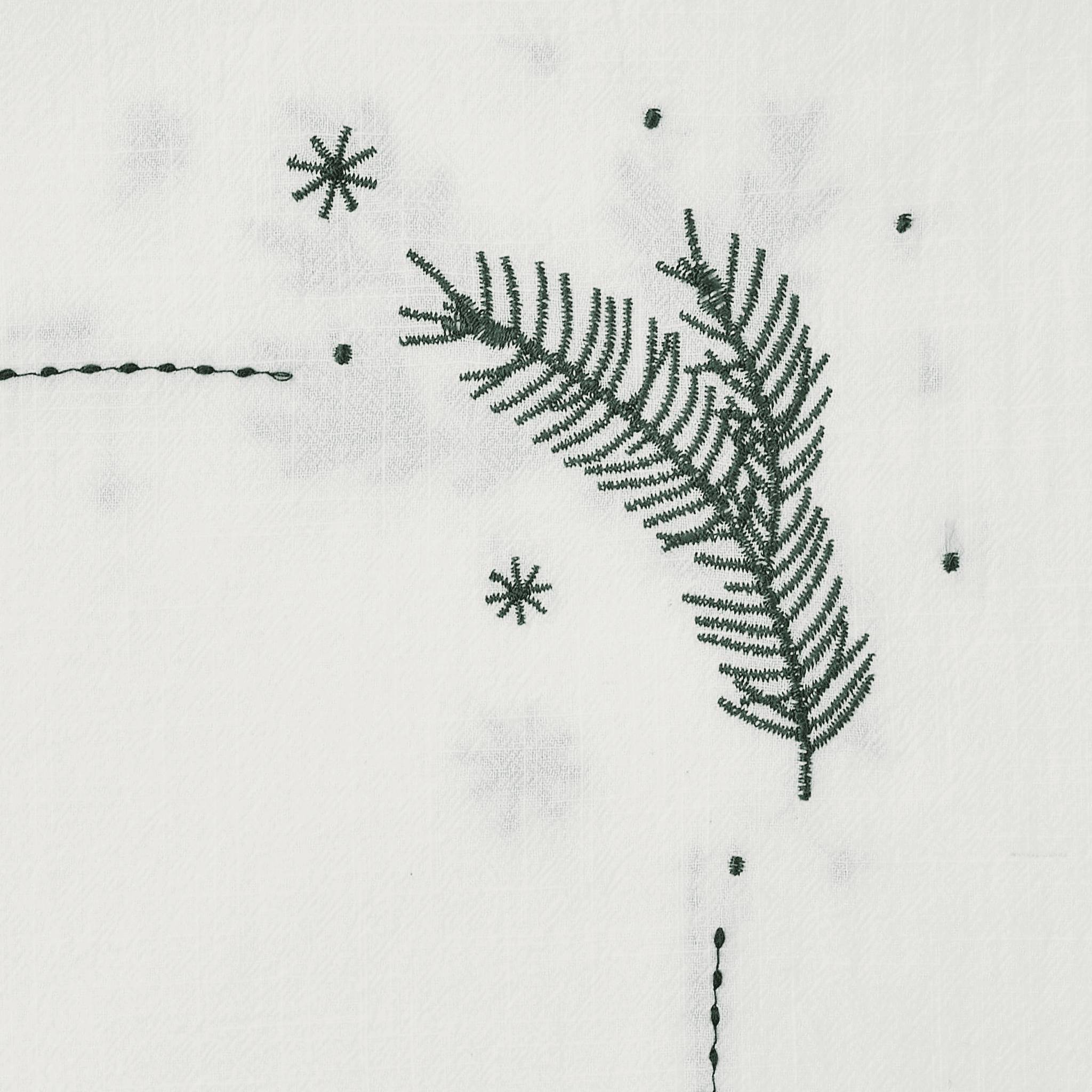 Nappe blanche brodée verte L.250 x l.130 cm - ECLOZ - Image 4