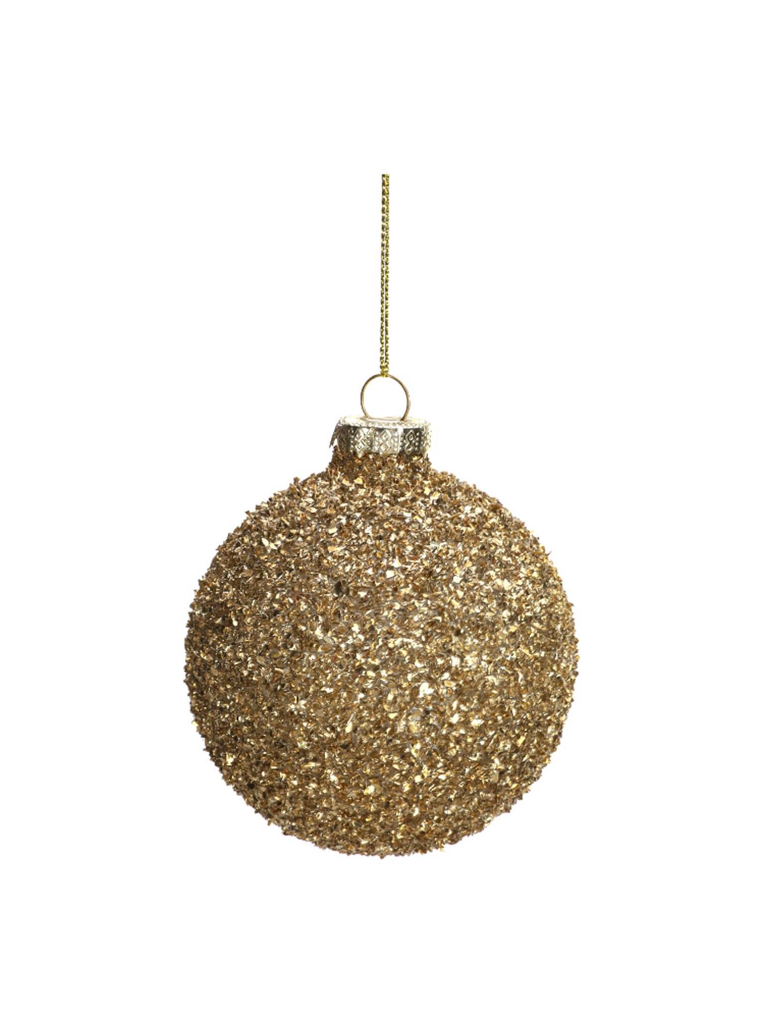 Boule de Noël dorée à paillettes en verre Ø 8 cm - ECLOZ